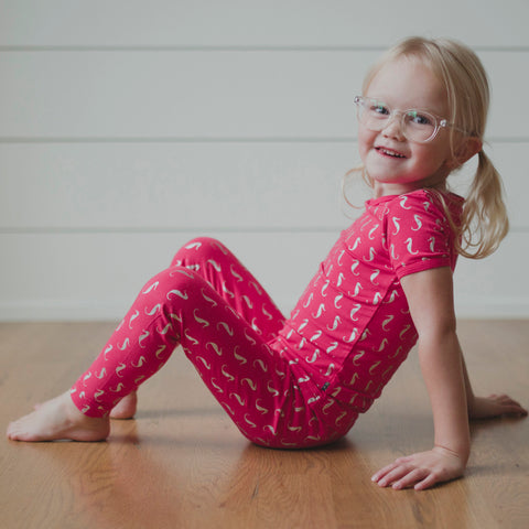 Last One - Size 4T: 2 Piece Pajama (Short Sleeve) - Prickly Pear Mini Seahorses