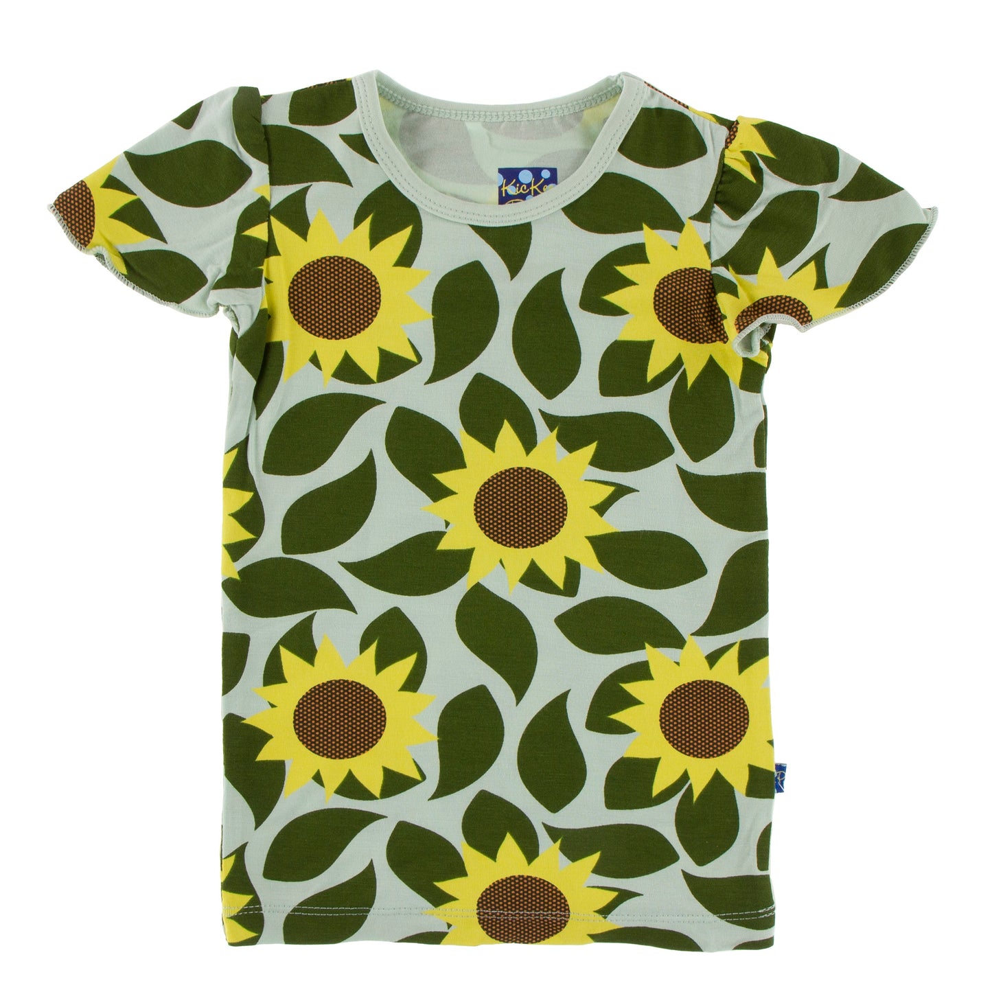 Last One - Size 4T: Flutter Sleeve Tee (Short Sleeve) - Aloe Sunflowers