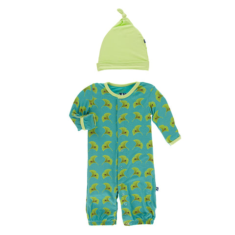 Last One - Size 3/6M: Converter Gown with Hat - Neptune Ginkgo