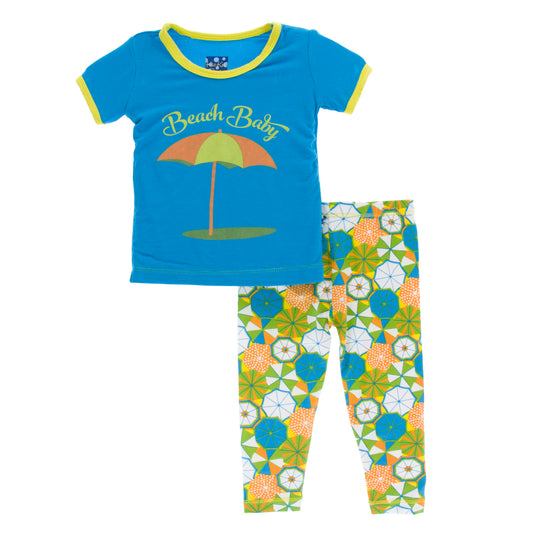 2 Piece Pajama Set (Short Sleeve) - Beach Umbrellas
