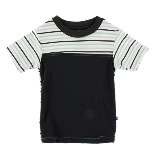 Last One: 2T - Performance Jersey Yoke Tee (Short Sleeve) -  Zebra with Tuscan Afternoon Stripe