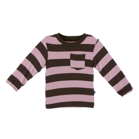 Last One - Size 4T: Easy Fit Crew Neck Pocket Tee (Long Sleeve) - Flora Stripe