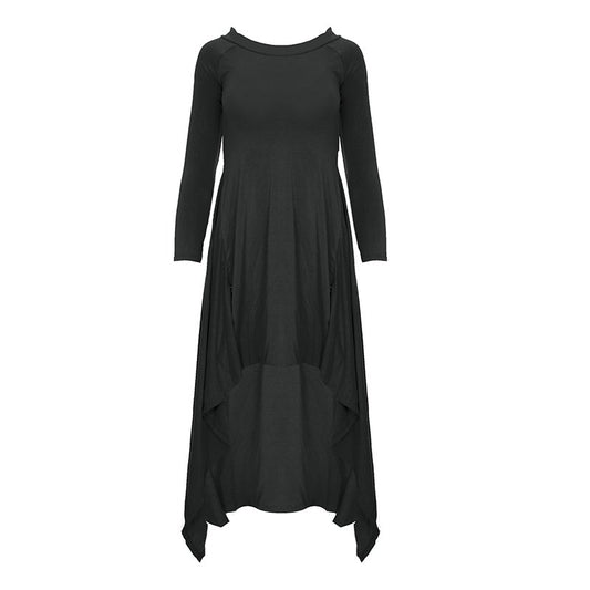 Last One - Medium: Women's Dress Hi Low (Long Sleeve) - Midnight
