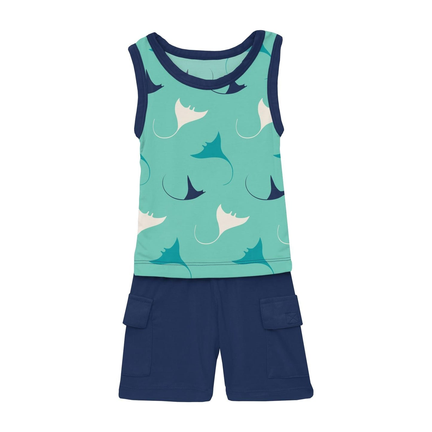 Tank + Cargo Short Set - Glass Manta Ray