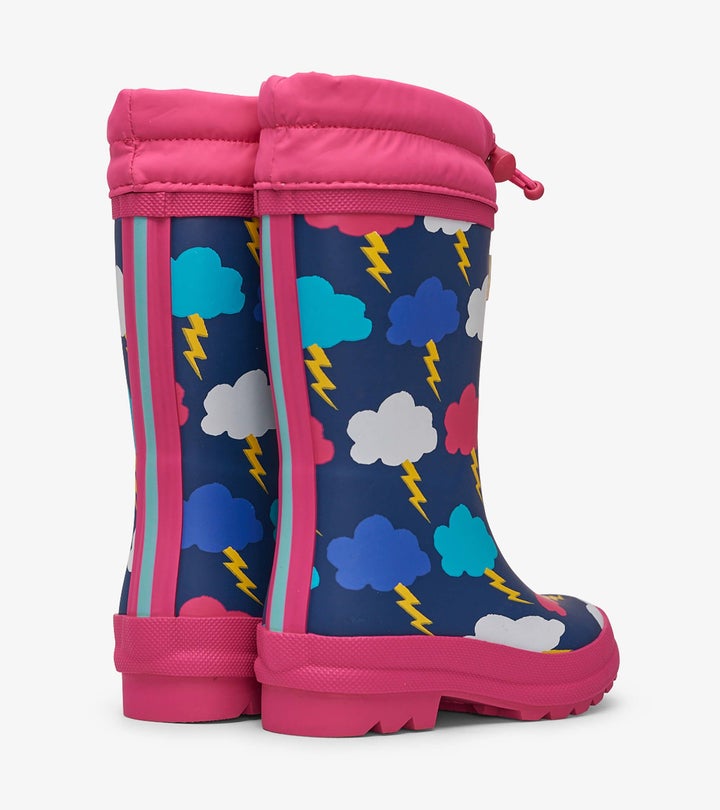 Rain Boots (Sherpa Lined) - Lightening Clouds