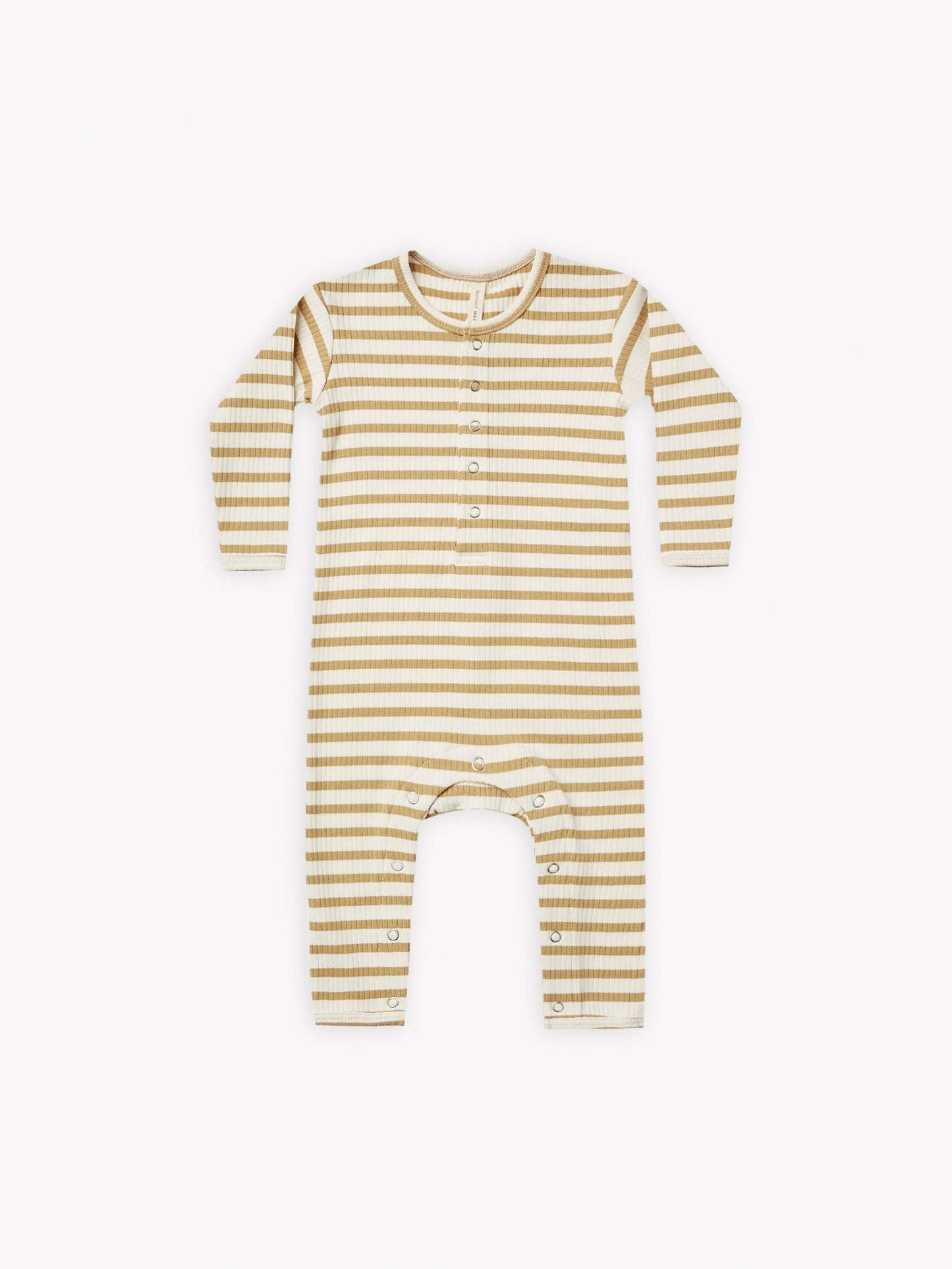 Ribbed Coverall (Snaps) - Honey + Ivory Stripes