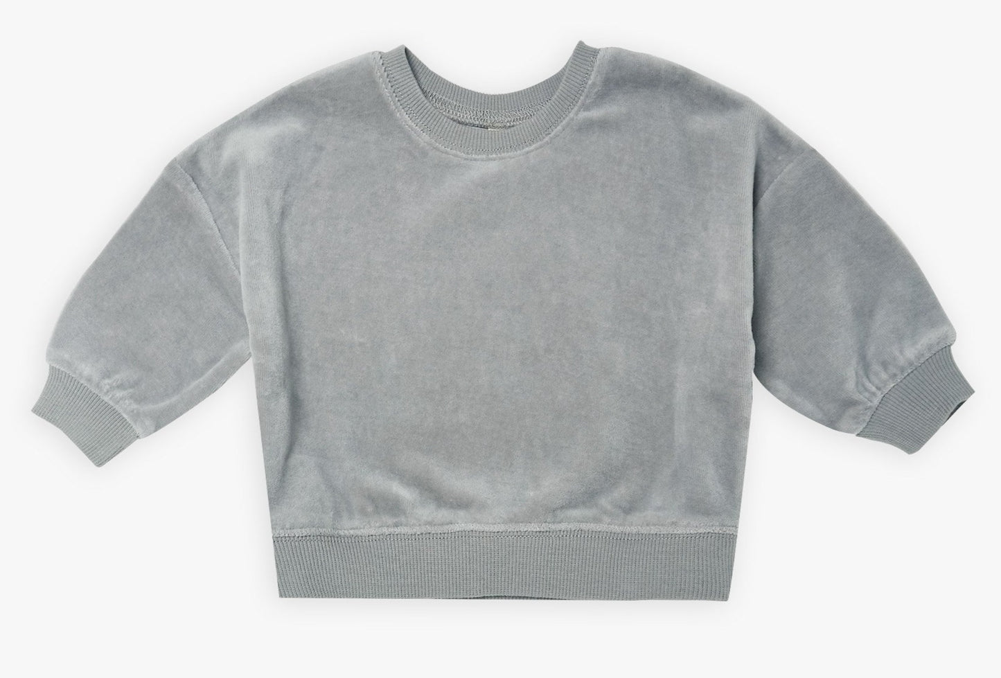 Drop Shoulder Sweatshirt (Velour) - Dusty Blue