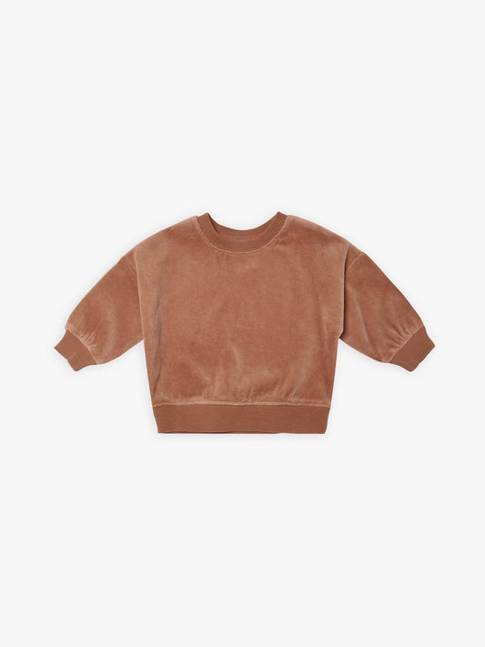 Drop Shoulder Sweatshirt (Velour) - Clay