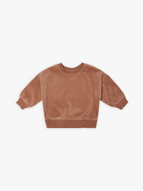 Last One - Size 6/12M: Drop Shoulder Sweatshirt (Velour) - Clay