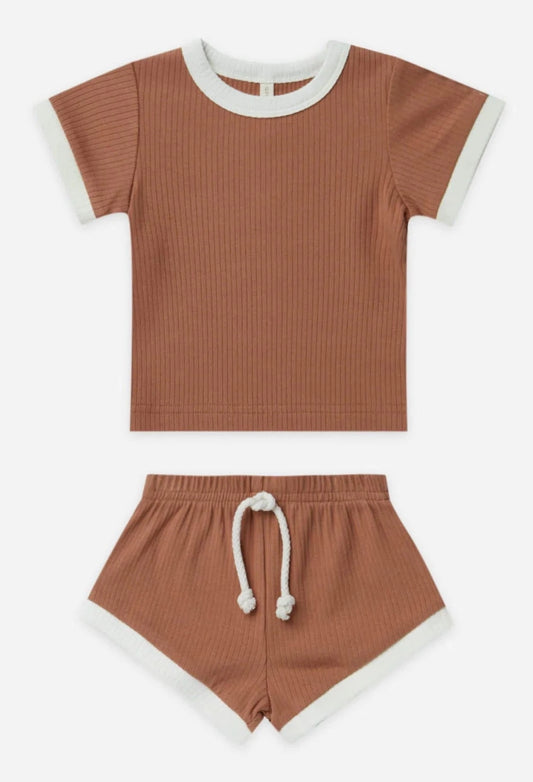 Ribbed Shortie Set - Amber (Solid)