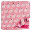 Quilted Throw Blanket - Strawberry Forest Rabbit with Forest Fruit Stripe