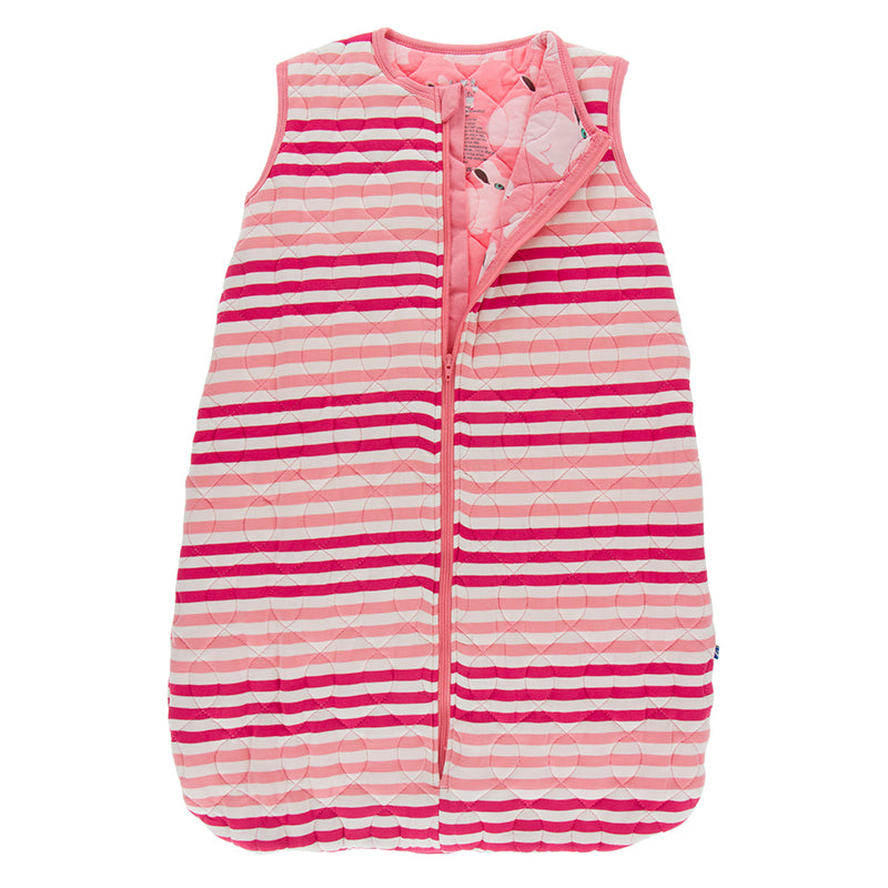 Last One - Size 0/6M: Quilted Sleep Sack - Forest Fruit Stripe with Strawberry Forest Rabbit