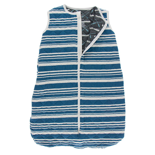 Quilted Sleep Sack - Fishing Stripe with Stone Paddles and Canoe