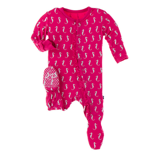 Footie with Classic Ruffles (Snaps) - Prickly Pear Mini Seahorses