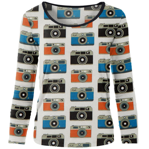 Women's Scoop Neck Tee (Long Sleeve) - Mom's Camera