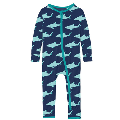 Coverall (Snaps/Zipper) - Flag Blue Sharky