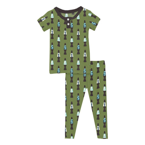 2 Piece Henley Pajama (Short Sleeve) - Grasshopper Lava Lamps