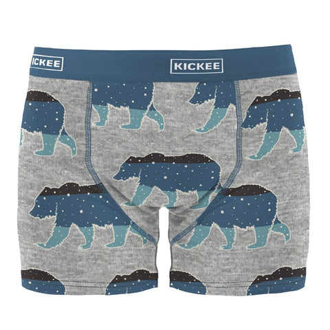 Last One - Size 3XL: Men's Boxer Briefs - Heather Mist Night Sky Bear
