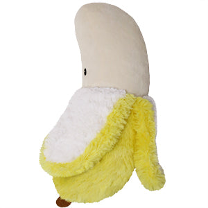 A side view of the plush banana