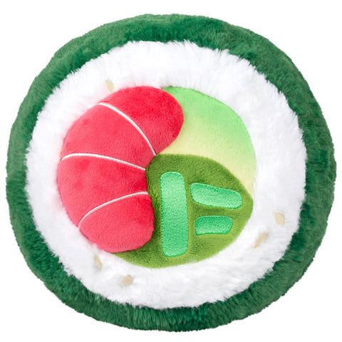A top-down view of the plush sushi roll