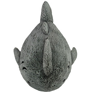 A top-down view of the plush Great White Shark