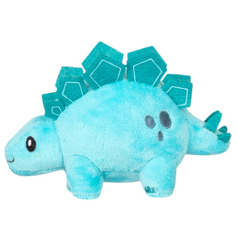 A side view of the plush Stegosaurus keychain