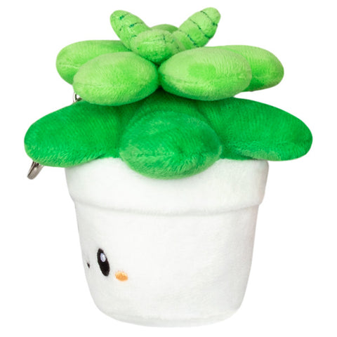 A side view of the plush succulent keychain