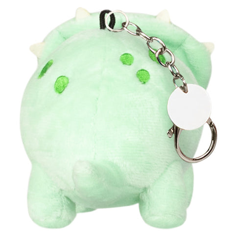 A back view of the plush triceratops keychain
