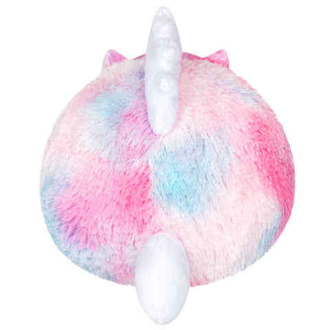 A back view of the plush tie dye unicorn