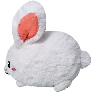 A side view of the plush bunny