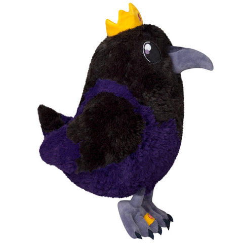A side view of the plush King Raven