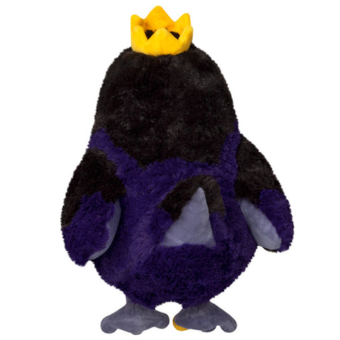 A back view of the plush King Raven