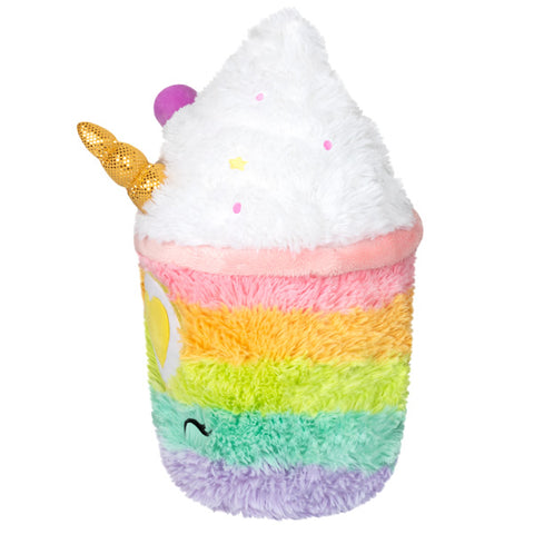 A side view of the plush unicorn latte