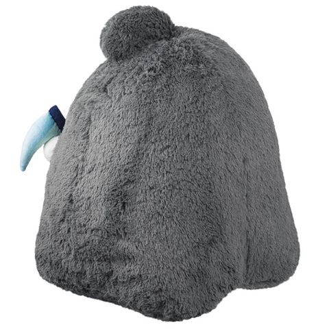 A back view of the plush reaper on a white background