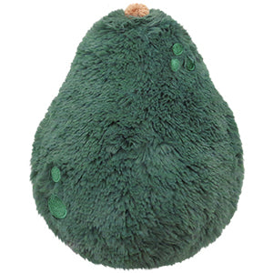 A back view of the plush avocado on a white background