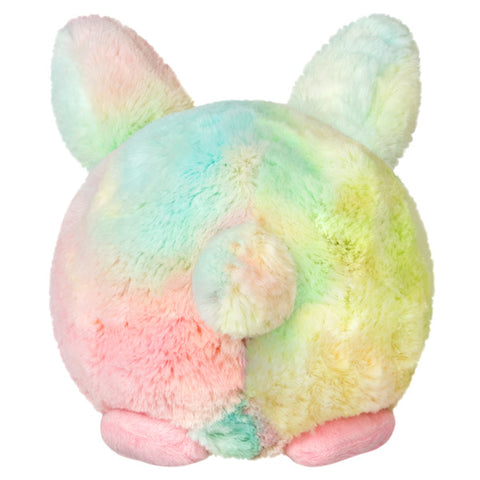 A back view of the plush tie-dye bunny