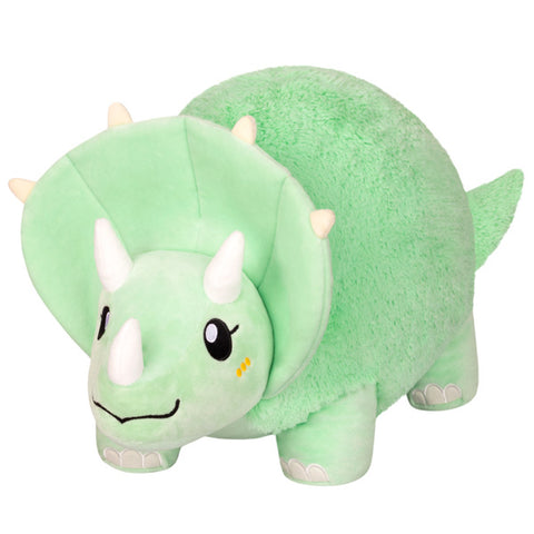 A plush light green triceratops