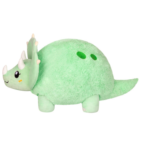 A side view of the plush triceratops
