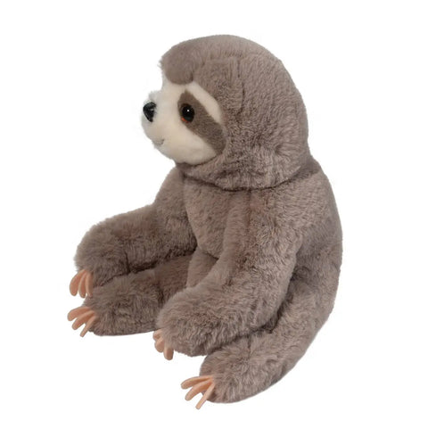 Image shows a side view of the stuffed sloth.