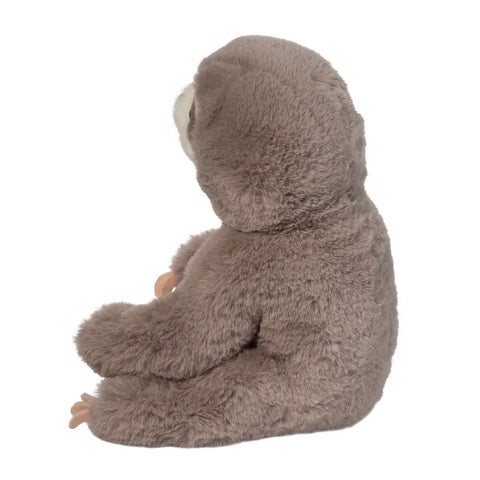 Image shows a back angle view of the stuffed sloth