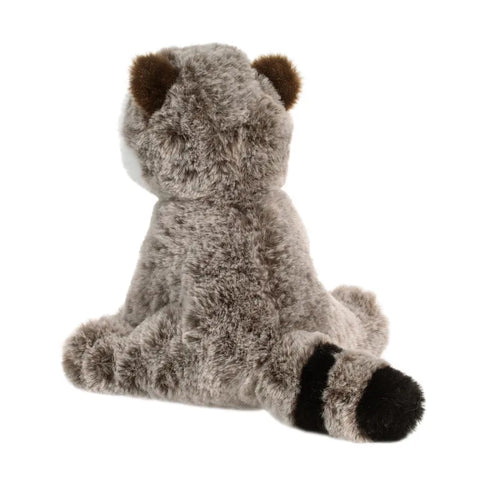 Image shows a back view of the stuffed raccoon