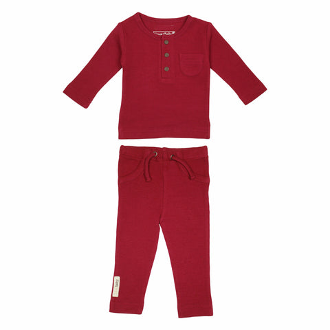 2 Piece Pajama - Organic Thermal (Crimson)