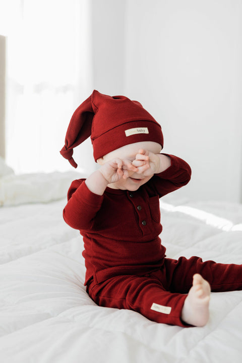 2 Piece Pajama - Organic Thermal (Crimson)