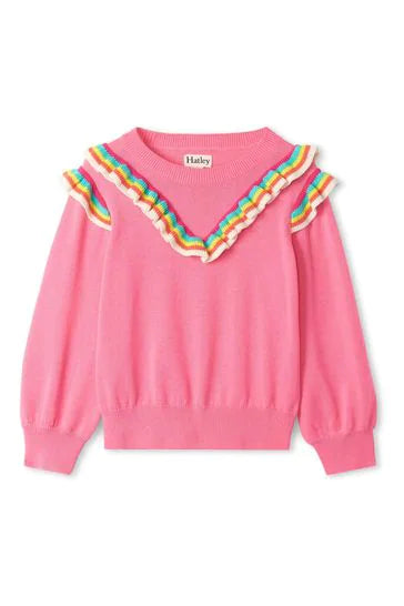 Last One - Size 3T: Ruffle Sweater - Pink Carnation