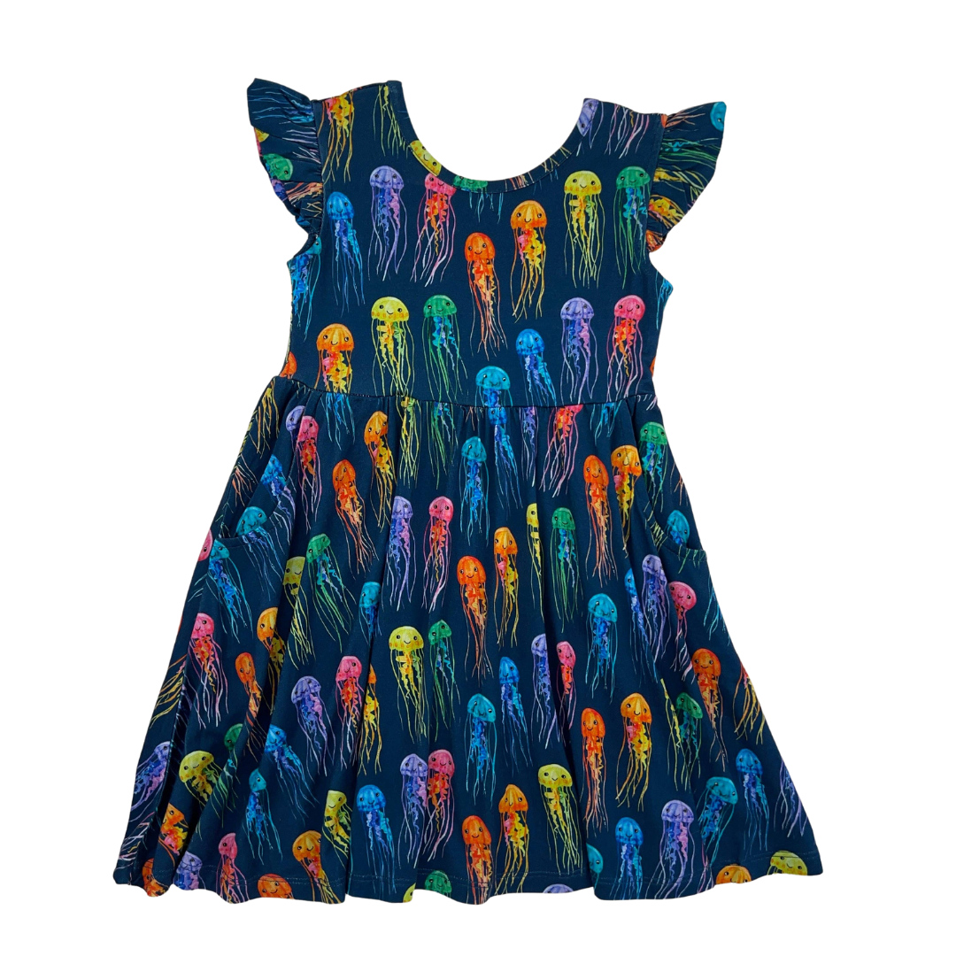 Skater Dress (Ruffle Cap Sleeve) - Rainbow Jellies