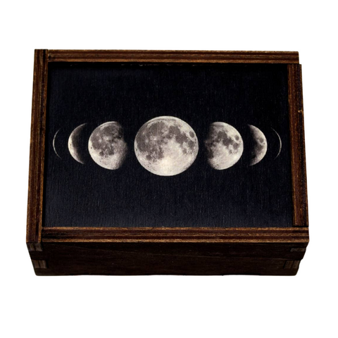 Wooden Box - Moon Phases 3 x 4 Inches