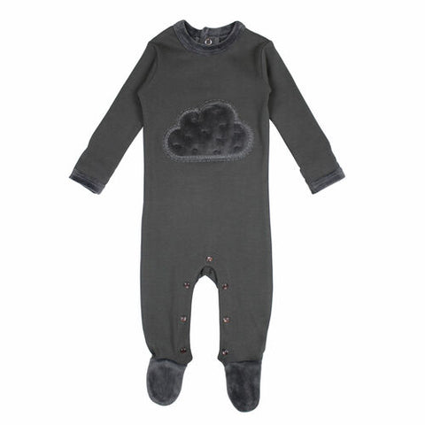 Footie - Velveteen Graphic Cloud Grey