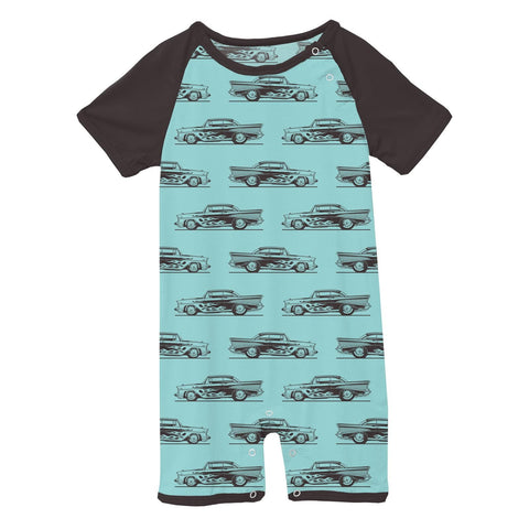 Raglan Romper - Summer Sky Hot Rod