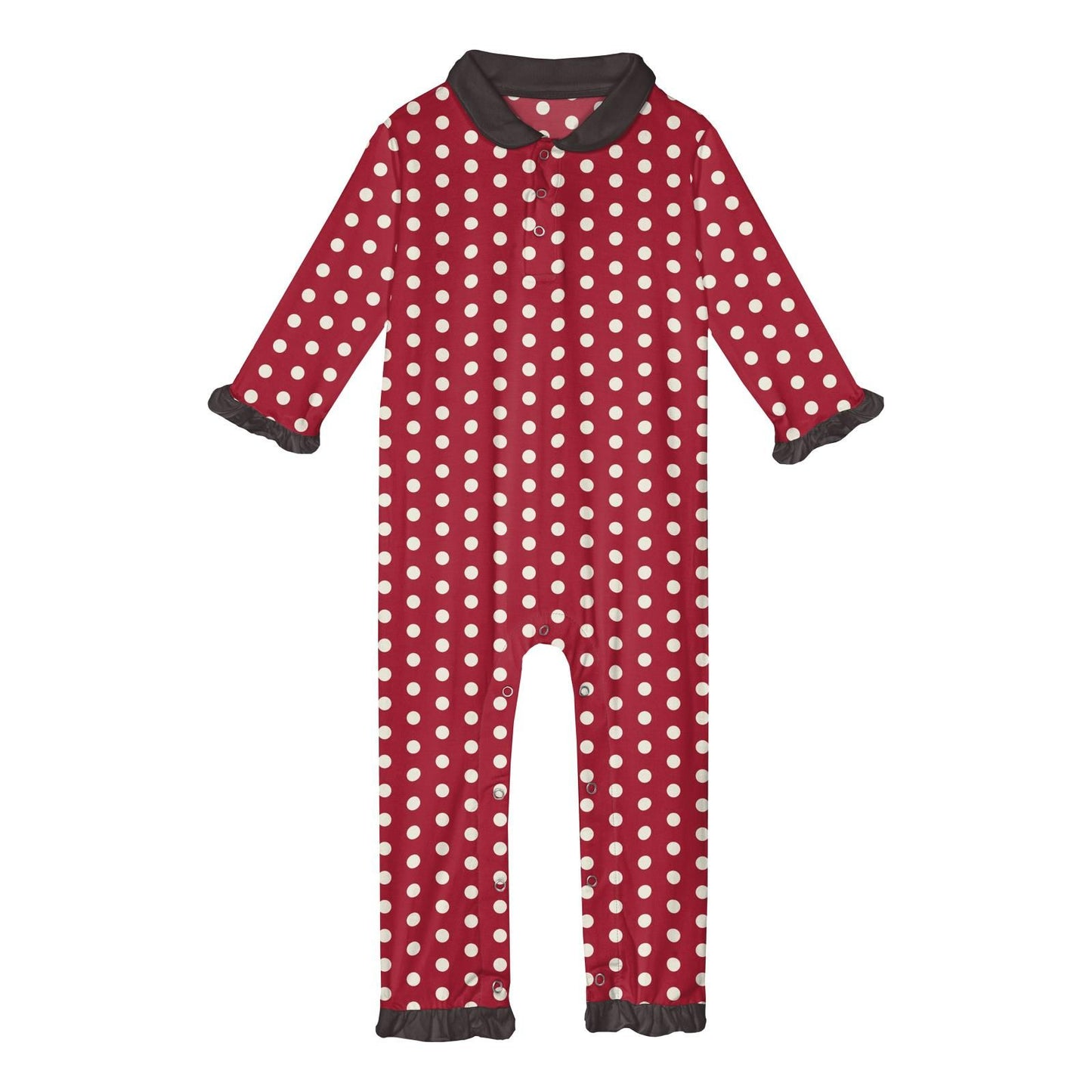 Peter Pan Collared Romper (Long Sleeve) - Candy Apple Polka Dot