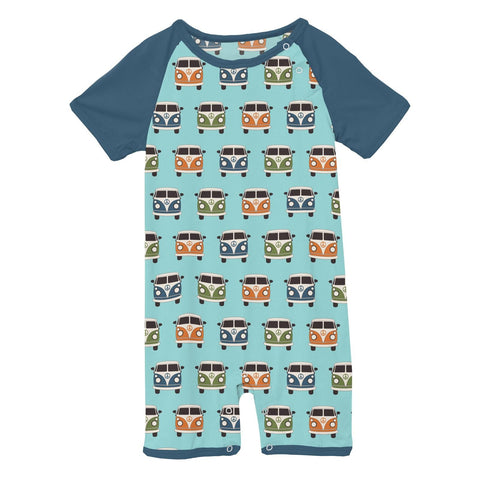 Last One - Size 18/24M: Raglan Romper - Summer Sky Vintage Vans